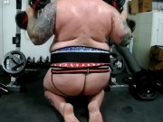 Beefy chub Tyler Nash has a sweaty workout the jerks his beautiful cock with huge cumshot