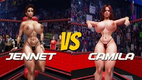 Topless big tit female pro wrestling: Jennet vs Camila HD
