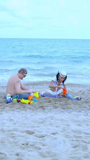 French babe Joyce Exess ass fucked on a public beach
