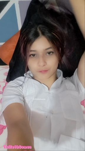 18-year-old College Girl Touches Her Vagina in Her Room