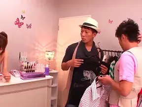 Erika Kirihara's Hot Night: Seductive Asian Babe Sucks & Rides Double Trouble