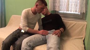 Friend's gorgeous fuck while he relaxes on his back