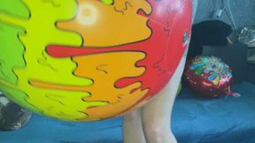 sexy riding and mastrubate on color beachball