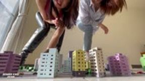 Giantess Aimee And Her Friend Peggy Made A Tiny City Alive