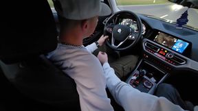 Raw Gay Blowjob - My Bitch&#039;s Mouth on My Cock While I Drive
