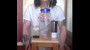 bisexual crossdresser with his portable cow milking machine part 5 with the 10 voting down wankers