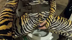 Open Pussy Jumpsuit Pee Play  Big Tits, Rough Nipples and Bathroom Fetish