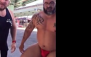 Master and his hubby after their workout in the parking lot.