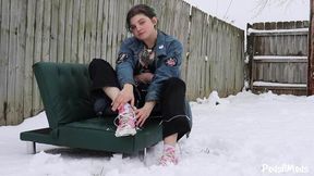 Riot Valentine Removes Her Chucks in the Snow
