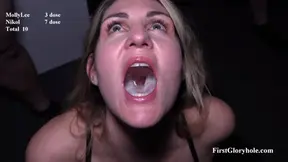 Milf Nikol & Teen MollyLee - Swallowing GangBang Part 1