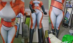 Furry Volpina Cosplay Kigurumi Jerks Off With Vibrator to Sticky Cum