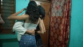 Two Girls and a Boy College Classmates Threesome