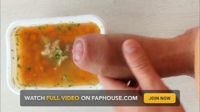Soup with Own Cum - Flavoring Delivered Food From Restaurant with Own flavor and Tasting It