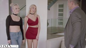 Cute-looking hotties Khloe Kapri and Alex Grey VS long penis