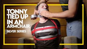 Tonny Tape tied up in armchair - Silver Series (1080p) Gay Bondage - Gay Domination - Ropes - Tape Gag - Handgag - BDSM