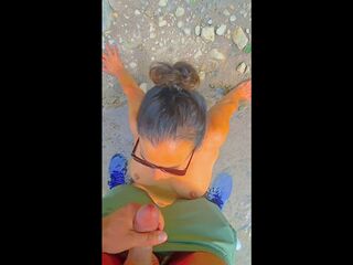 My Allies wife gets bare and sucks knob in the midst of camping tour-hot giant facial cum