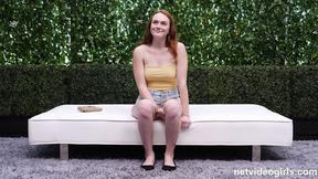 ”Timid redhead loves fucking on camera during casting”