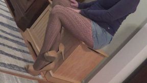 Brown tights and high heels