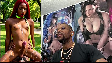 Beautiful Transgender Ebony Girl Cums All Over While Getting Anal Fucked Cowgirl Style, AI Generated