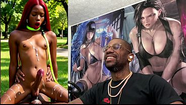 Beautiful Transgender Ebony Girl Cums All Over While Getting Anal Fucked Cowgirl Style, AI Generated