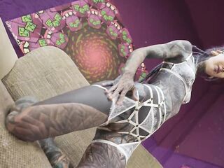 Tattooed sweetheart gets her booty stretched to the restriction