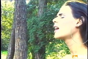 Tattooed Guy and a Sexy Shemale Lick and Bang Their Asses Outside