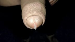 Close up Slow Motion - Cum Dripping Out of Uncut Cock