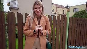 Blonde Marsianna Amoon Flashes Her Small Tits In Public And Takes Money For The Sex