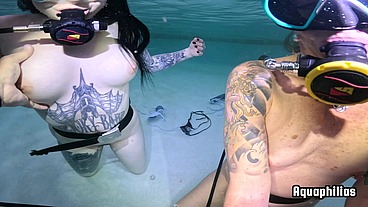 Aquaphilias- Kelli Curtis+ Harley Jayde Share Steve Gotacock Underwater on SCUBA MFF Threesome