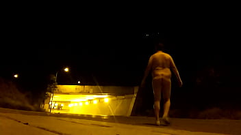 Desnudo en un t&uacute_nel en la calle