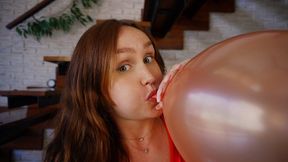 Birthday Balloon Tease with Lipstick & Fingernail Fetish - Jina's Inflatable Fetish Fun FHD