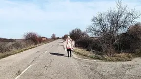 Little Whore Strips off Her Red Bodysuit on the Highway Part 3