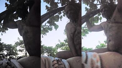 Chubby white slut gets pounded by BBC on the nudist beach