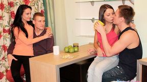 Adorable foursome session with nice babes Greta A and Foxy Di