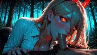 Her Throat Feels So Good! Power Gives A Sloppy Blowjob In The Woods - ATKINS HEAVEN - [AI]