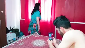 Stepmother surprises stepson with big cock who was taking pictures of her ass, she comes over to see the photo and they end up f