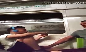 Young horny latino masturbating in the subway