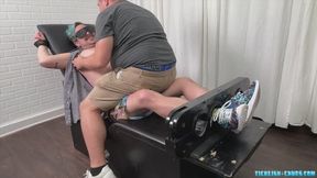 Construction Worker Mattie Tries Tickling in the Tickle Chair While Matt Strips Him of His Shirt and Shoes Pt1