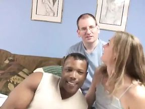Nerdy tech guy invites black friend fuck his flat-chested wife with him in bed