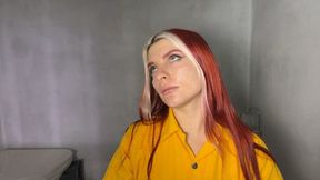 Audrey behind bars in handcuffs and shackles