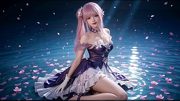 Ai Henti-Wet Purple Dress Pink Hair Girl Footjob BJ Riding Doggy 3D Anime Uncensored HQ