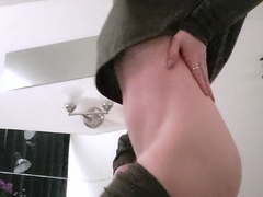 Amateur redhead masturbates then gives a blowjob