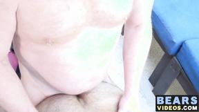 ”Bareback drilling with older unshaved bear & muscular hunk”