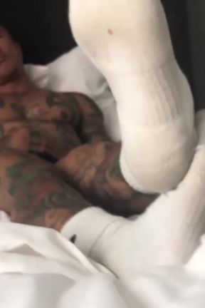 Inked Muscular Hunk Damain X Dragon Teases with His Cock