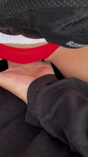 We're on the Bike and You Can't Resist Touching My Tiny Red Panties. New Video on My Profile!