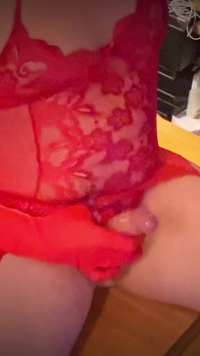 Merry Christmas ! Huge throbbing pulsating cumshot sitting on a table - Look at the sperm flow   Clip 1