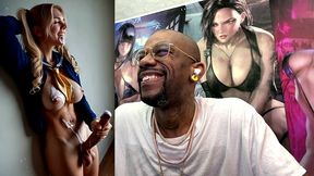 tasty big breast white blonde japanese sailor transgender girl masturbating and cumming all over herself, ai generated