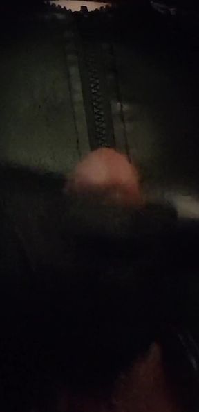 Cumshot While Wearing Boobs and Latex Catsuit