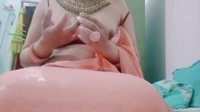 Indian Gay Bottom Crossdresser Gaurisissy Feeling Horny in Silky Saree Real Homemade Sex