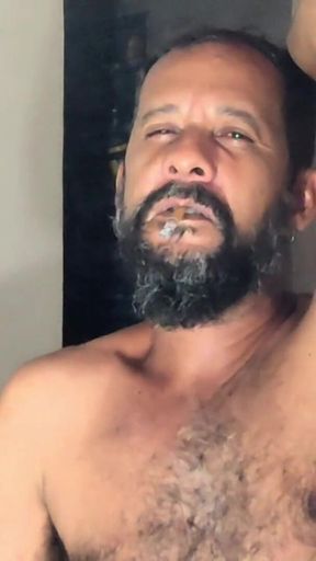 Smoking in Red Underwear